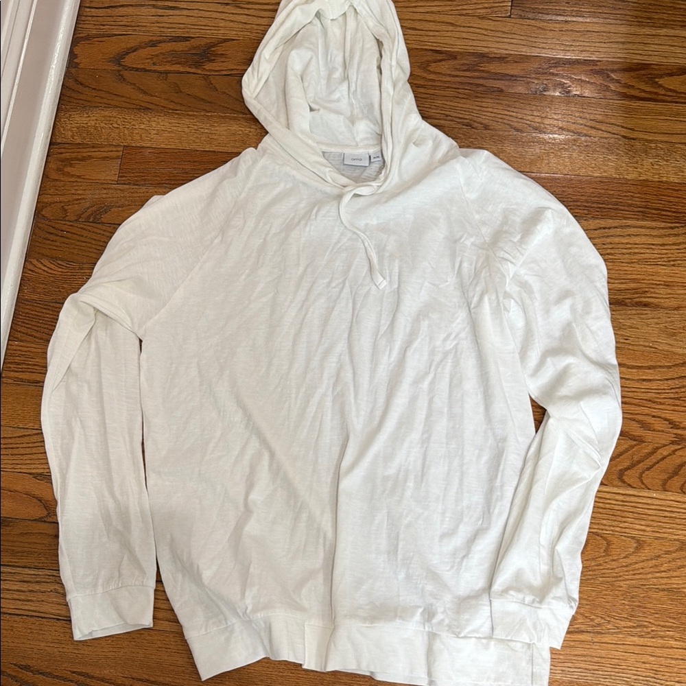 Men's White Hooded Long-Sleeve Shirt